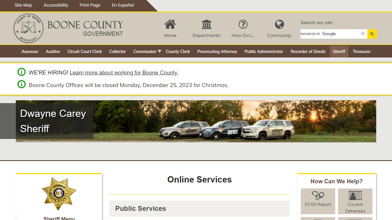 Online Services - Boone County Sheriff's Office